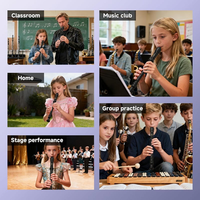 SDREAM Soprano Recorder Instrument For Kids - German Fingering 8 Hole Beginner Music Recorder Flute With Cleaning Rod, Leather Packaging & Fingering Chart - Image 3